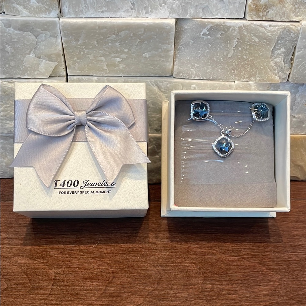 New Silver and Blue Butterfly Jewelry Set